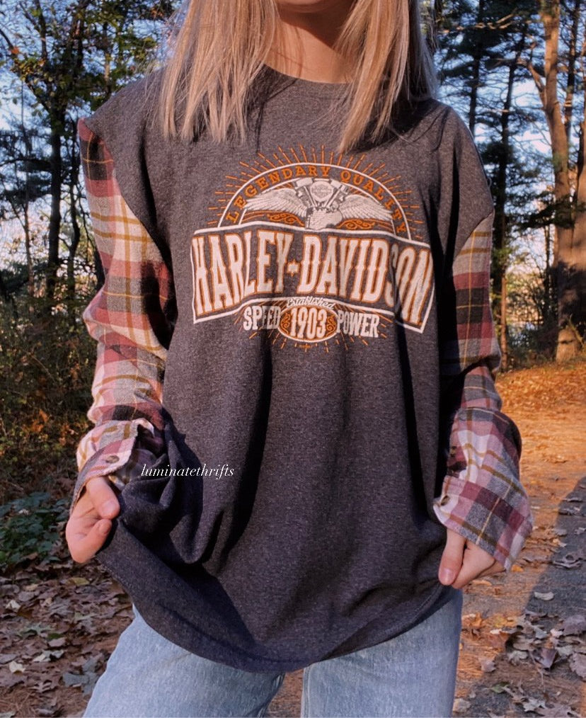 (L) Harley X Flannel Reworked Shirt