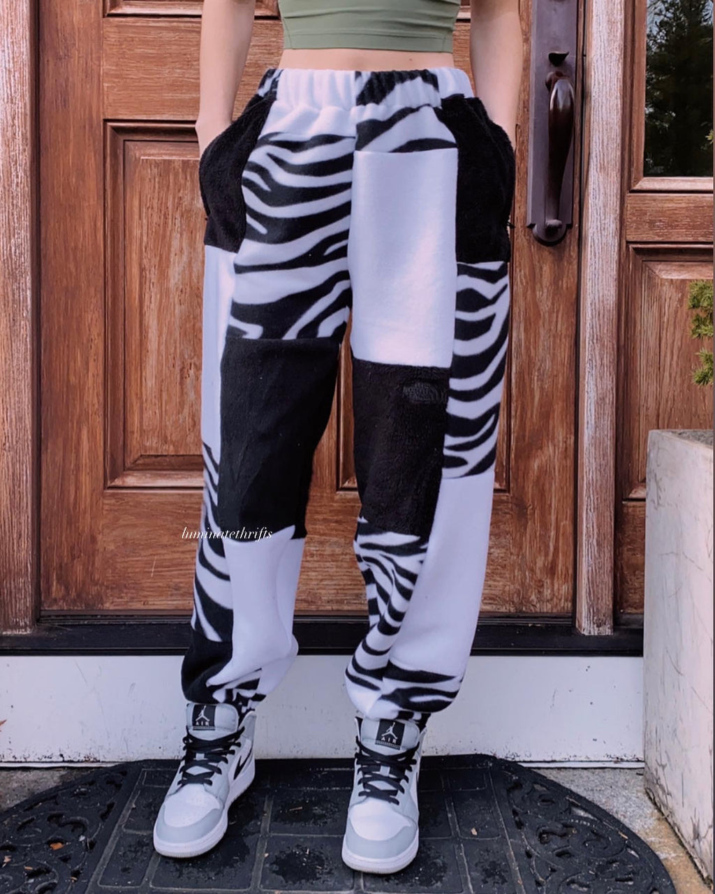 (S/M) Diamond Zebra Reworked Joggers