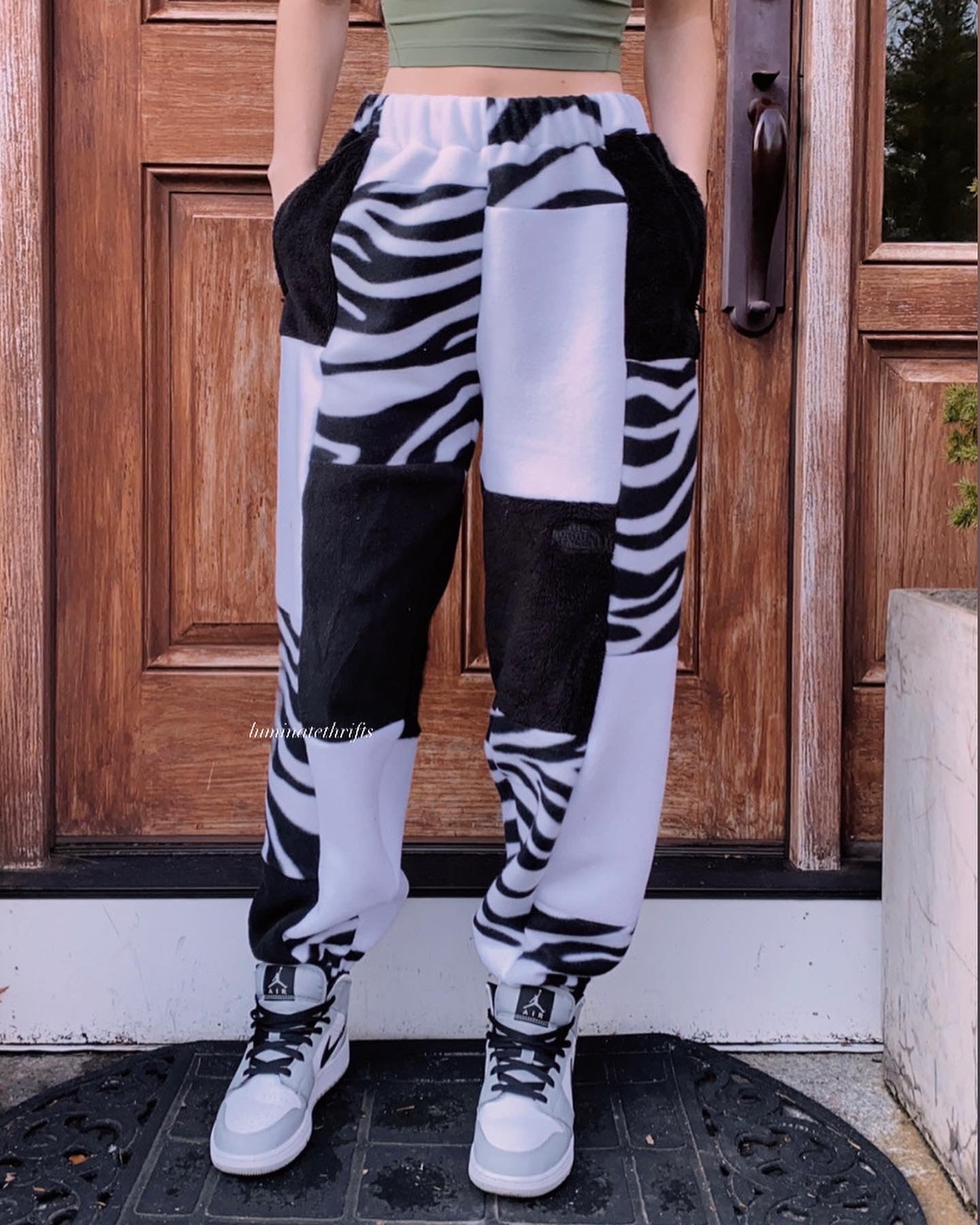 (S/M) Diamond Zebra Reworked Joggers