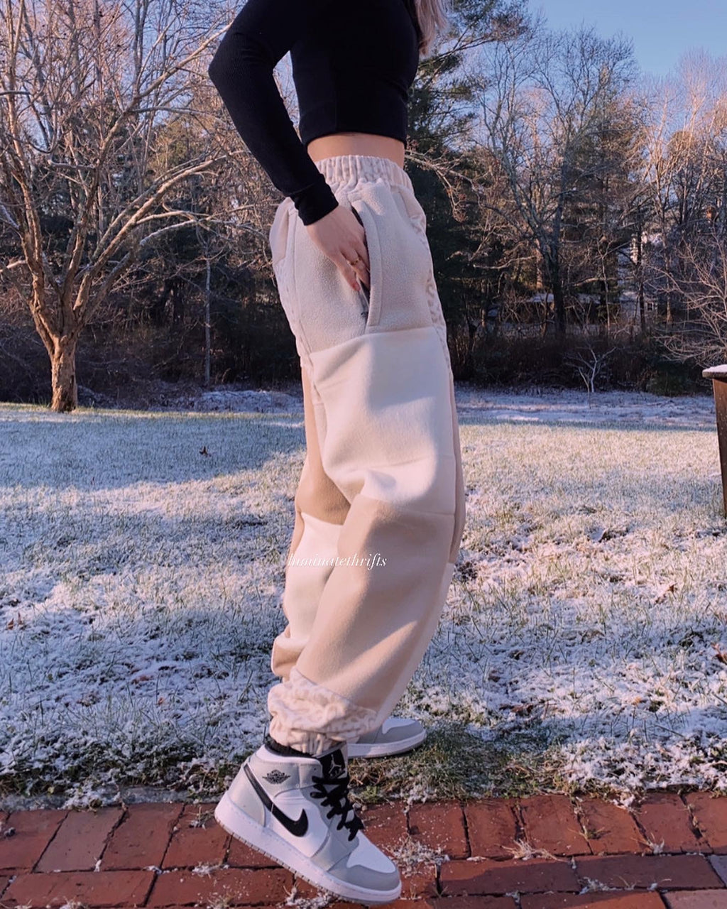 (S/M) Neutral Leopard Reworked Joggers