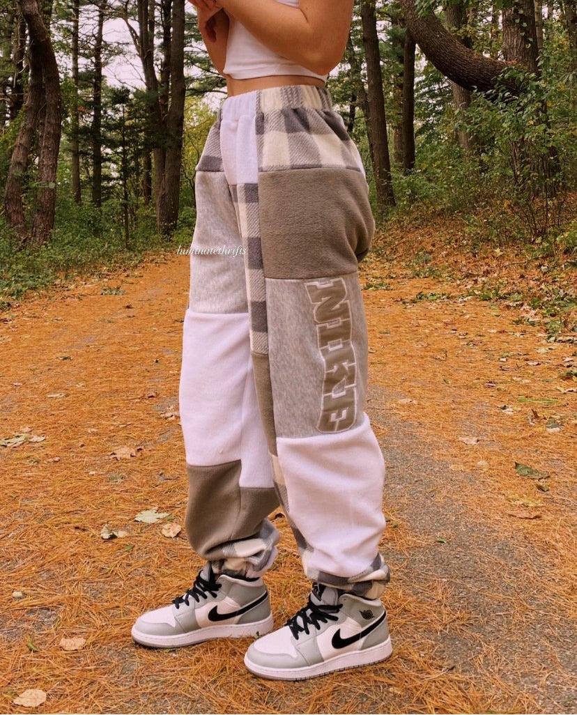 (S/M) Ashy Flannel Reworked Joggers