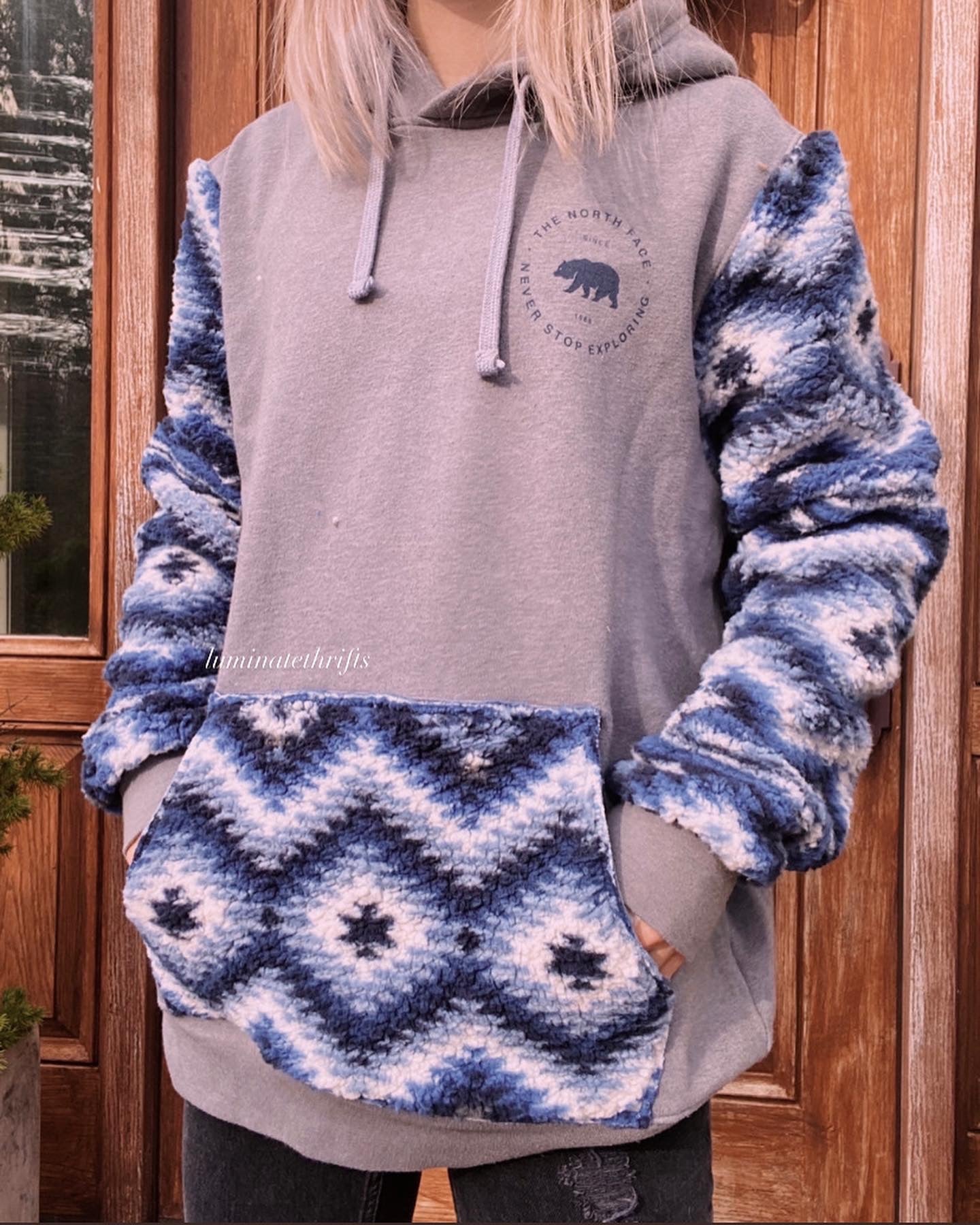 (L/XL) Aztec Sherpa Reworked Hoodie