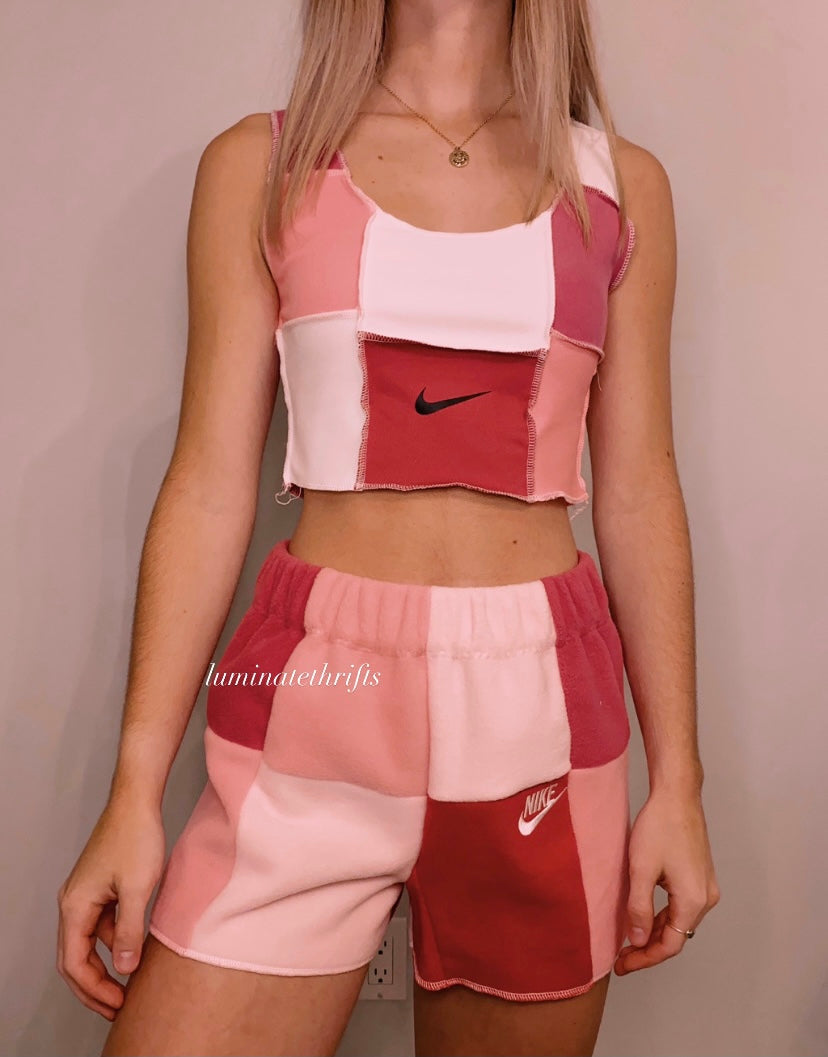 (XS-M) Tulip Pink Reworked Shorts Set