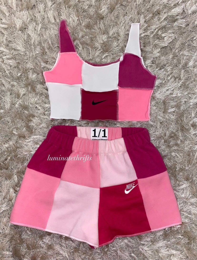 (XS-M) Tulip Pink Reworked Shorts Set