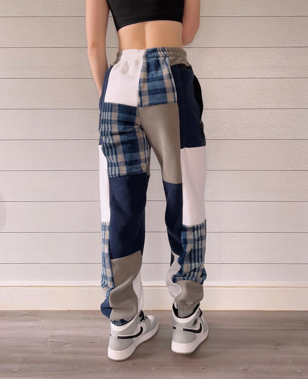 (S/M) Raindrop Plaid 1/1 Joggers +zipper pockets