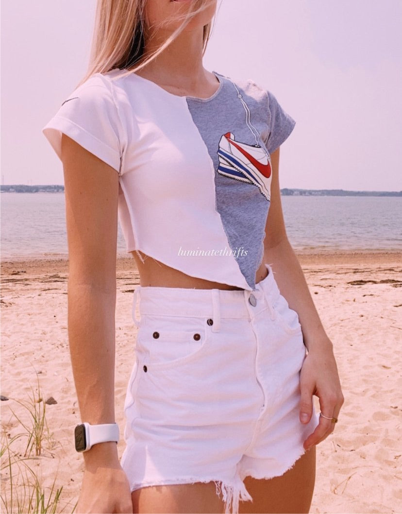 (XS/S) Center Point Sneaker Reworked Open Hem Top
