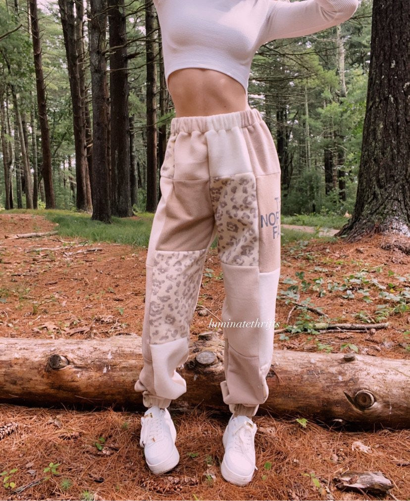 (S-L) Neutral Leopard Reworked Joggers
