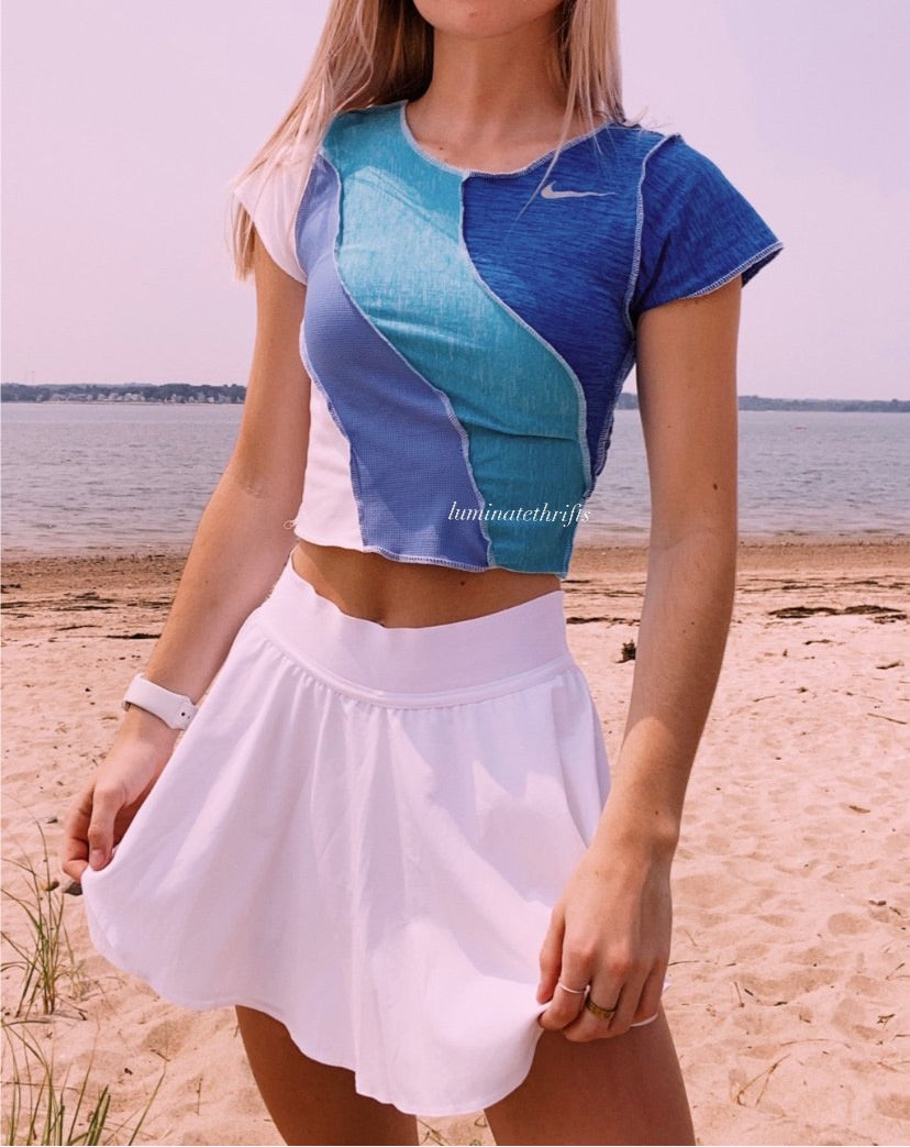 (XS/S) Ocean Waves Reworked Open Hem Too