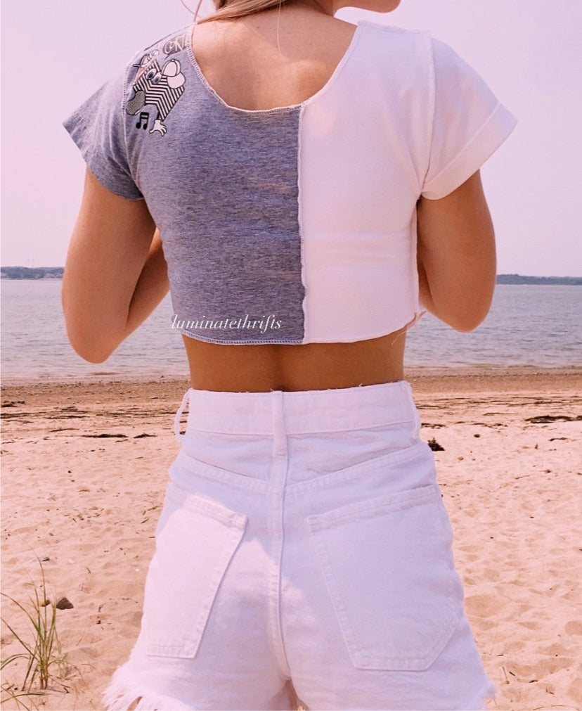 (XS/S) Center Point Sneaker Reworked Open Hem Top