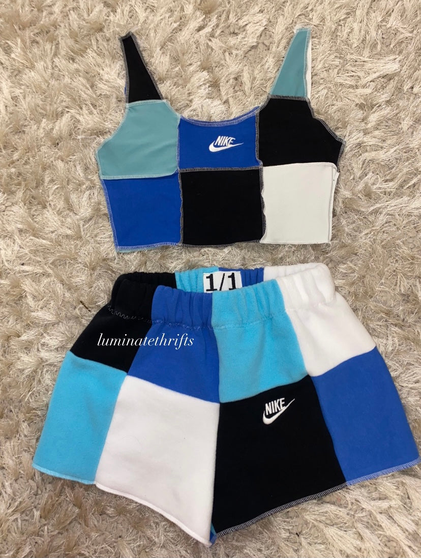 (XS-M) Glacier Blue Reworked Shorts Set