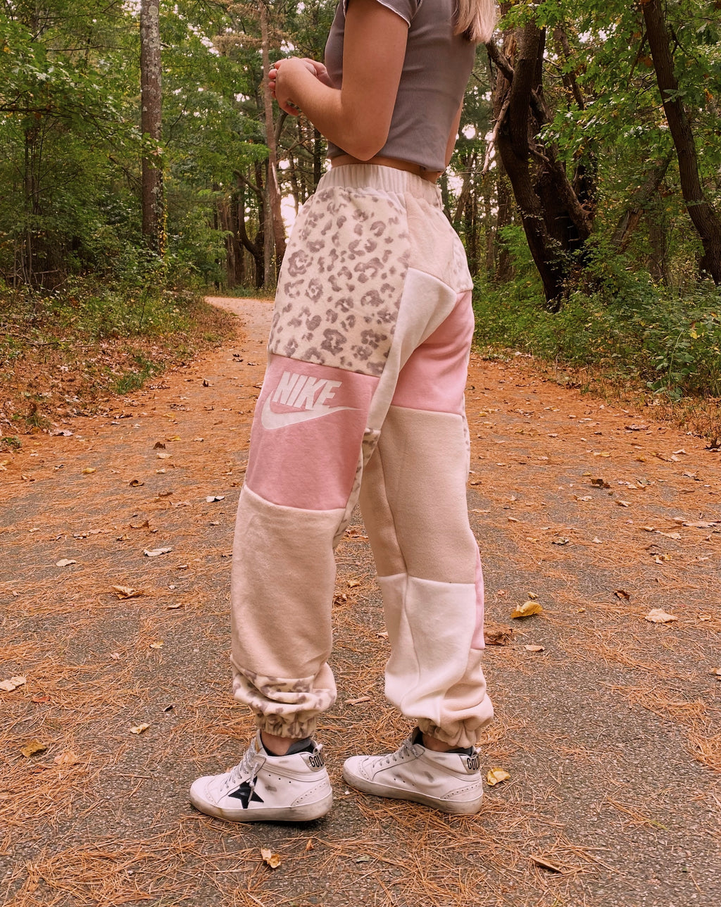 (XS-M) Neutral Pink Leopard Reworked Joggers