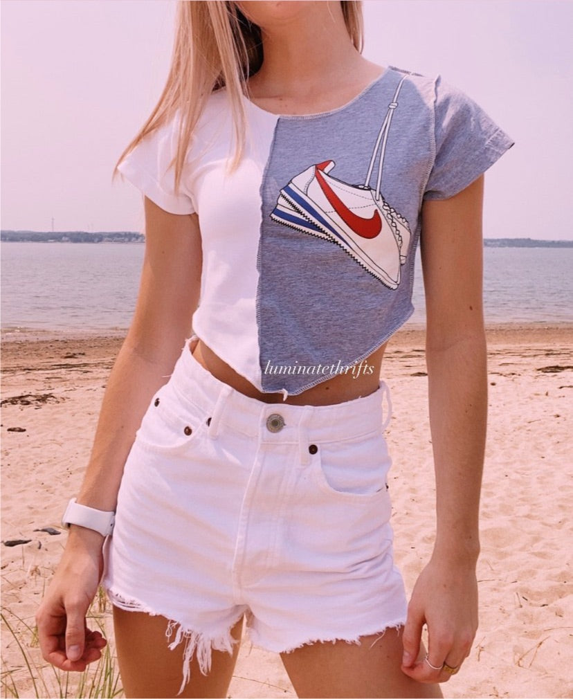(XS/S) Center Point Sneaker Reworked Open Hem Top