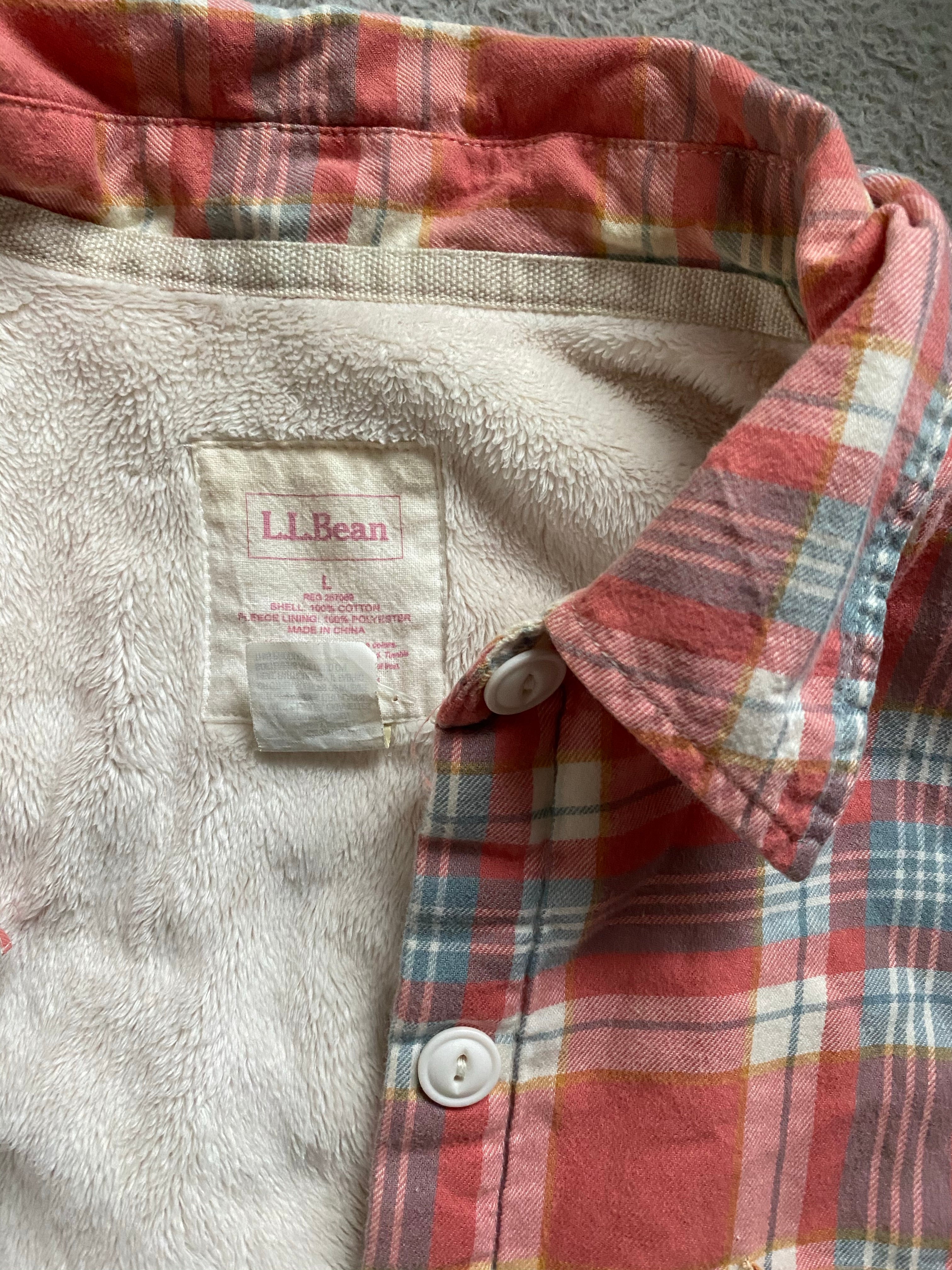 (L) L.L. Bean Fur Lined Flannel Shacket