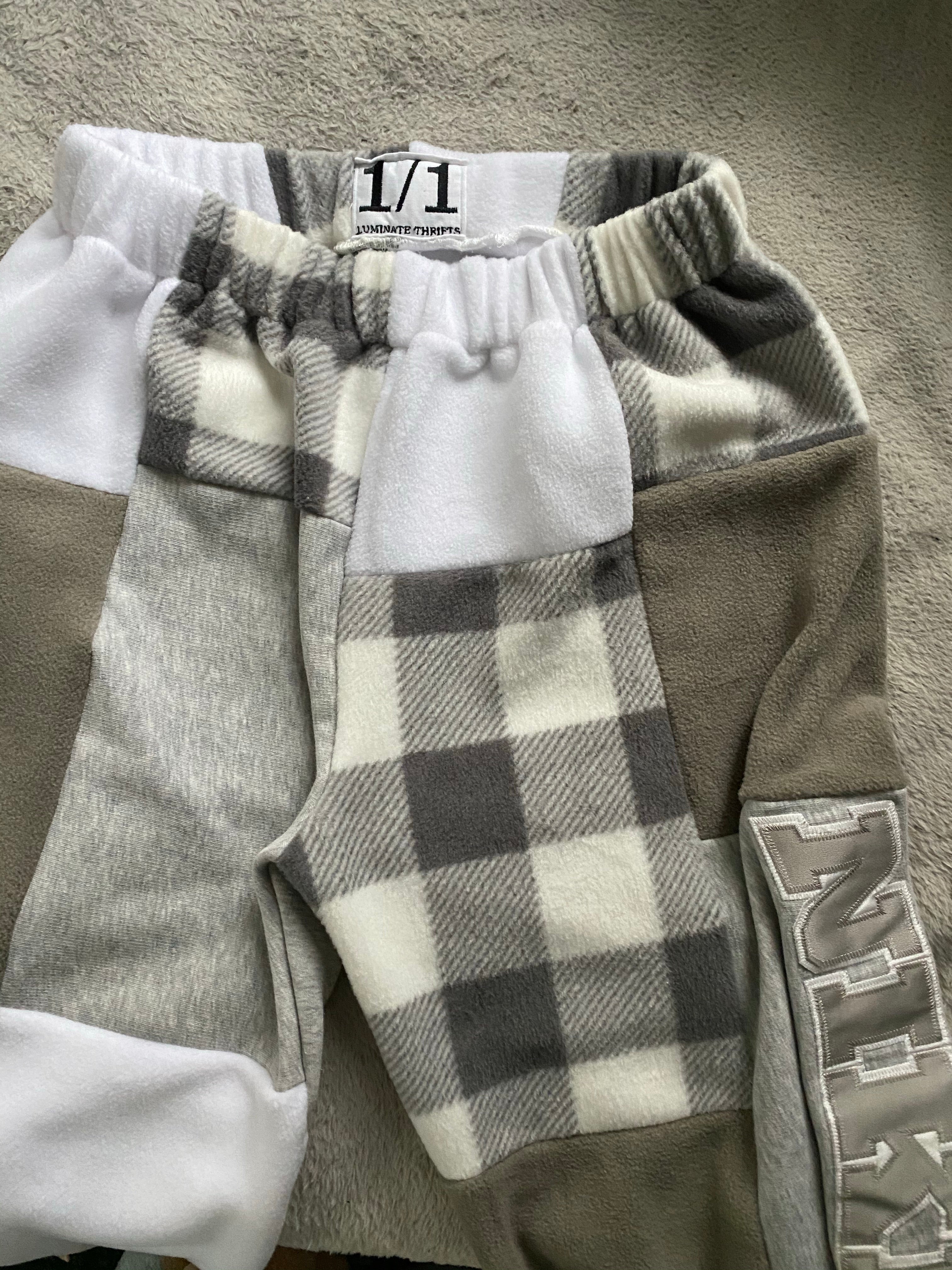 (S/M) Ashy Flannel Reworked Joggers