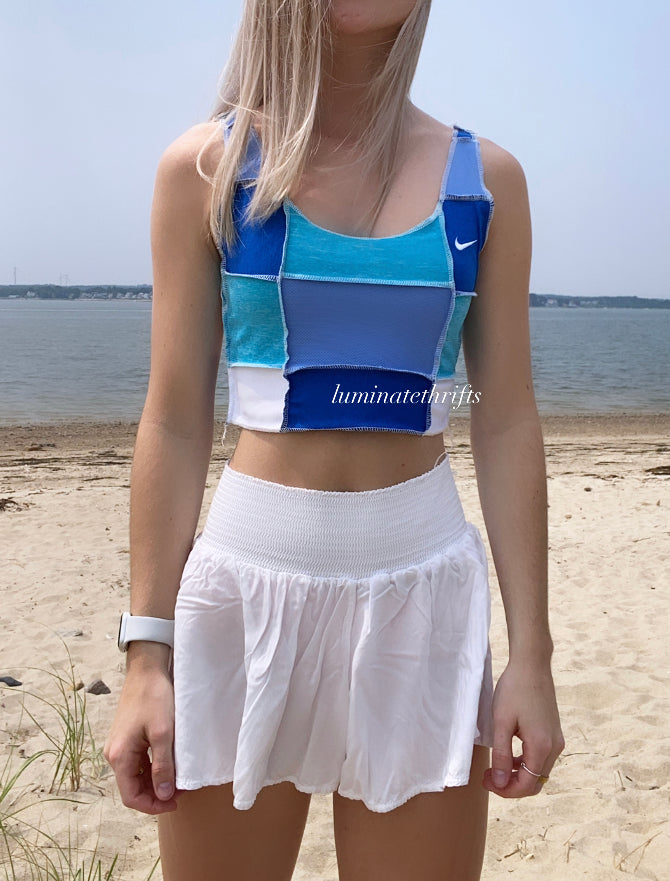 (XS/S) Sea Blue Reworked Open Hem Tank