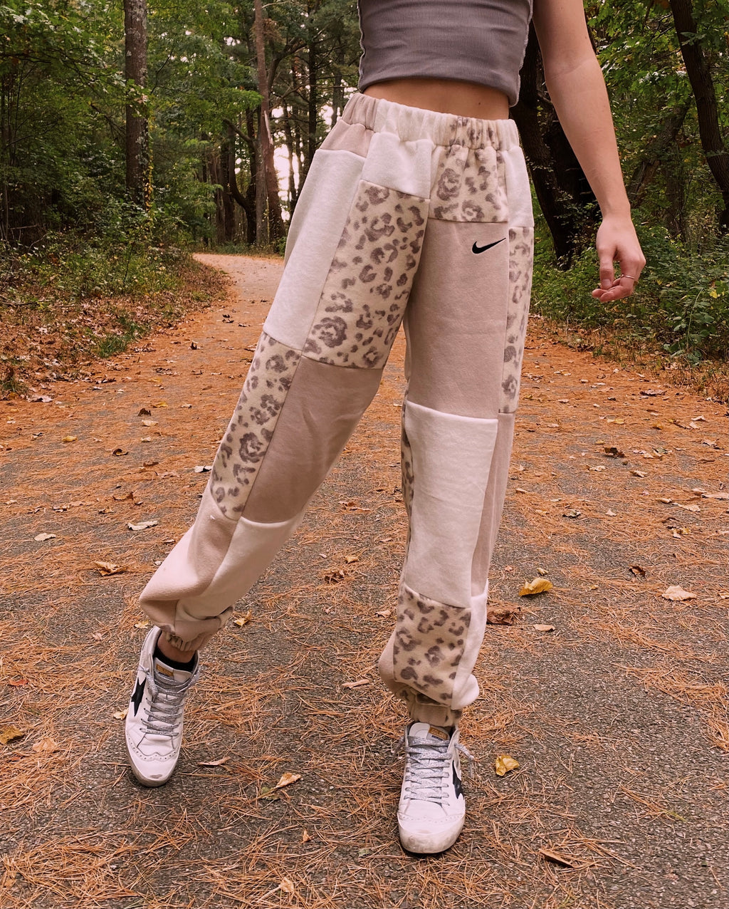 (XS-M) Neutral Leopard Reworked Joggers