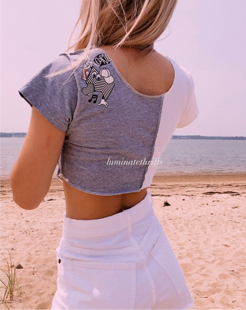 (XS/S) Center Point Sneaker Reworked Open Hem Top