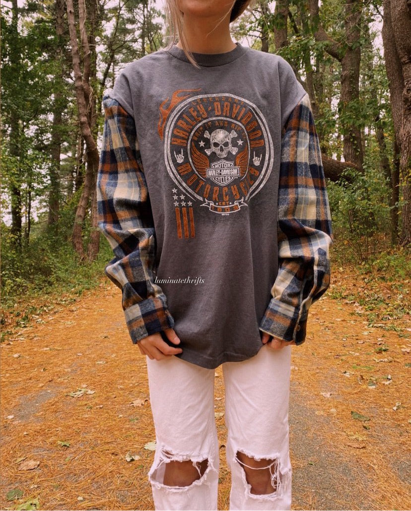 Flannel X Harley Reworked Tee