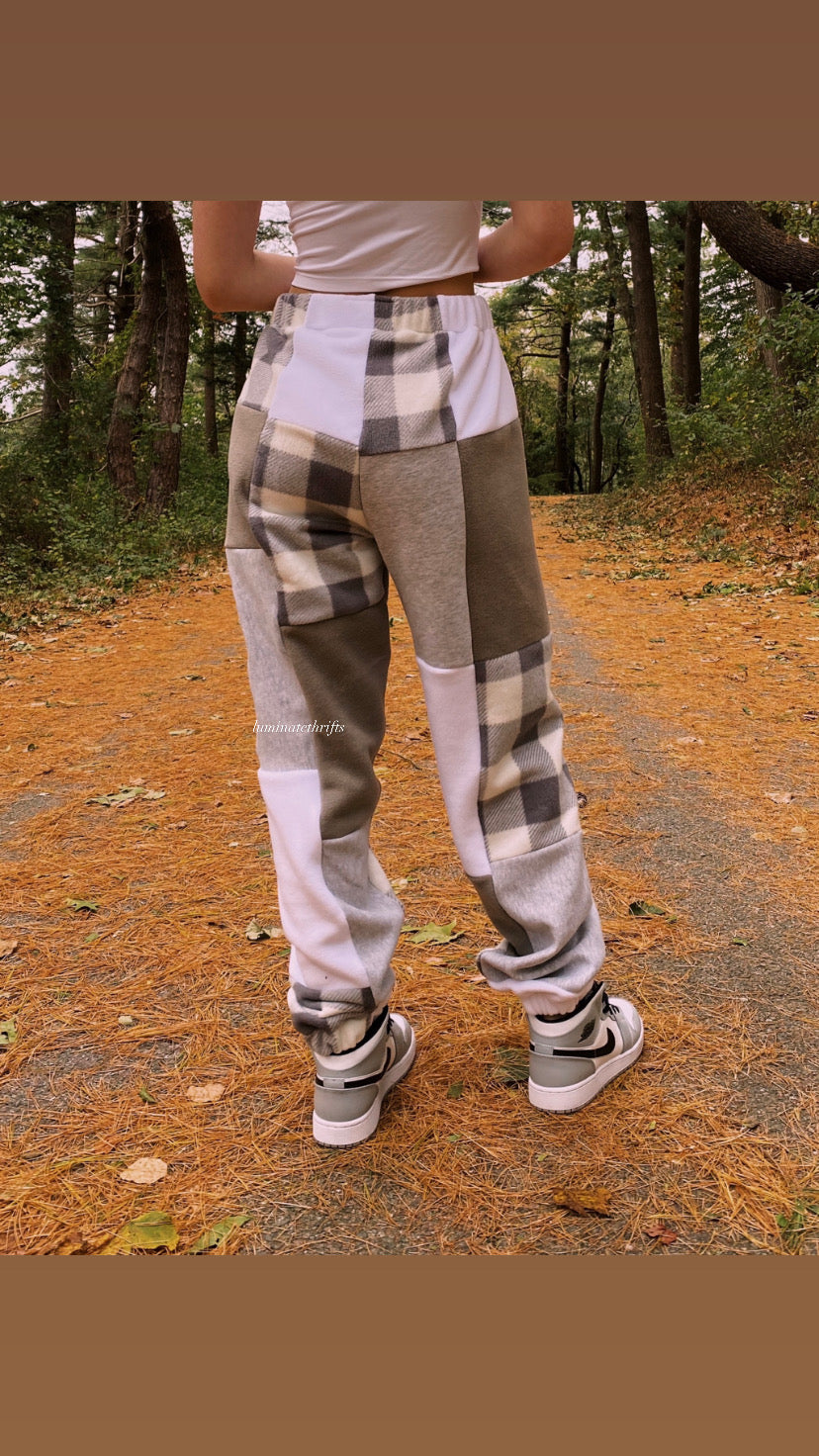 (S/M) Ashy Flannel Reworked Joggers