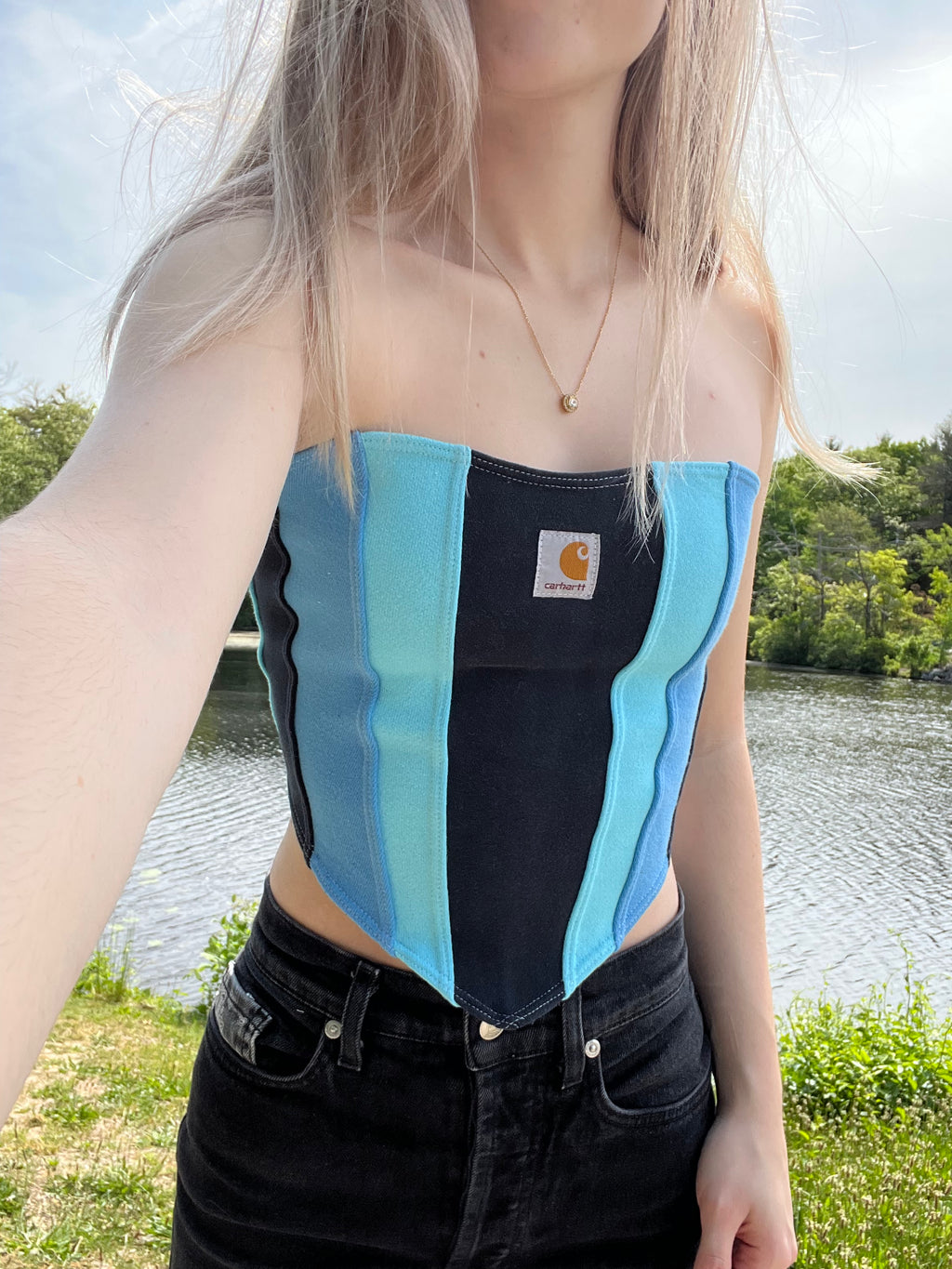 (XS/S) Glacier Blue Reworked Bustier