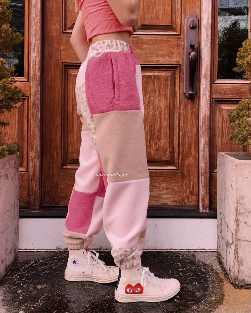 (XS/S) Raspberry Leopard Reworked Joggers