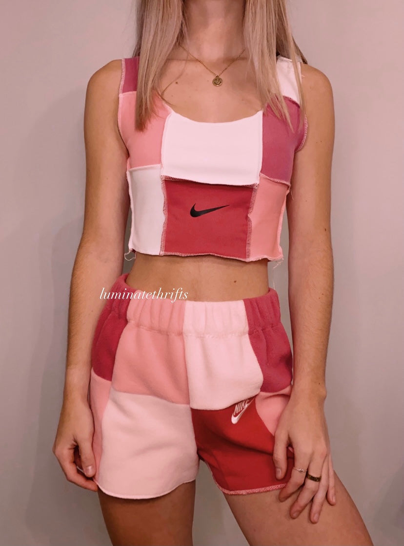 (XS-M) Tulip Pink Reworked Shorts Set