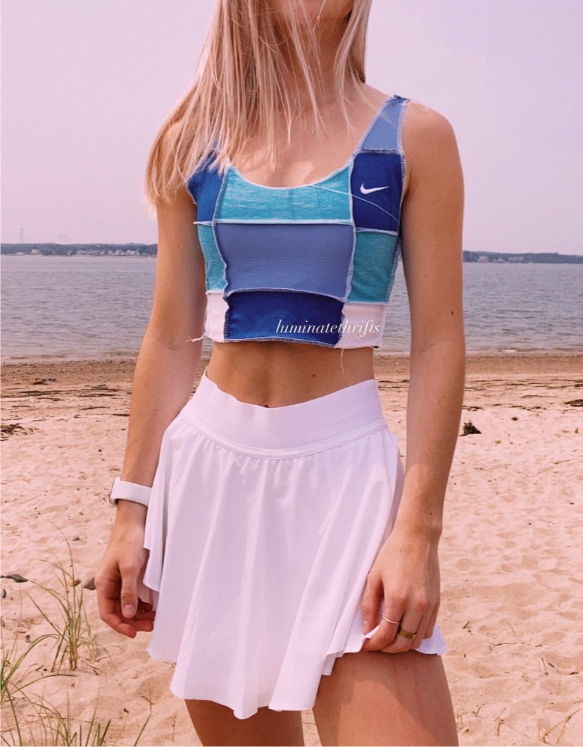 (XS/S) Sea Blue Reworked Open Hem Tank