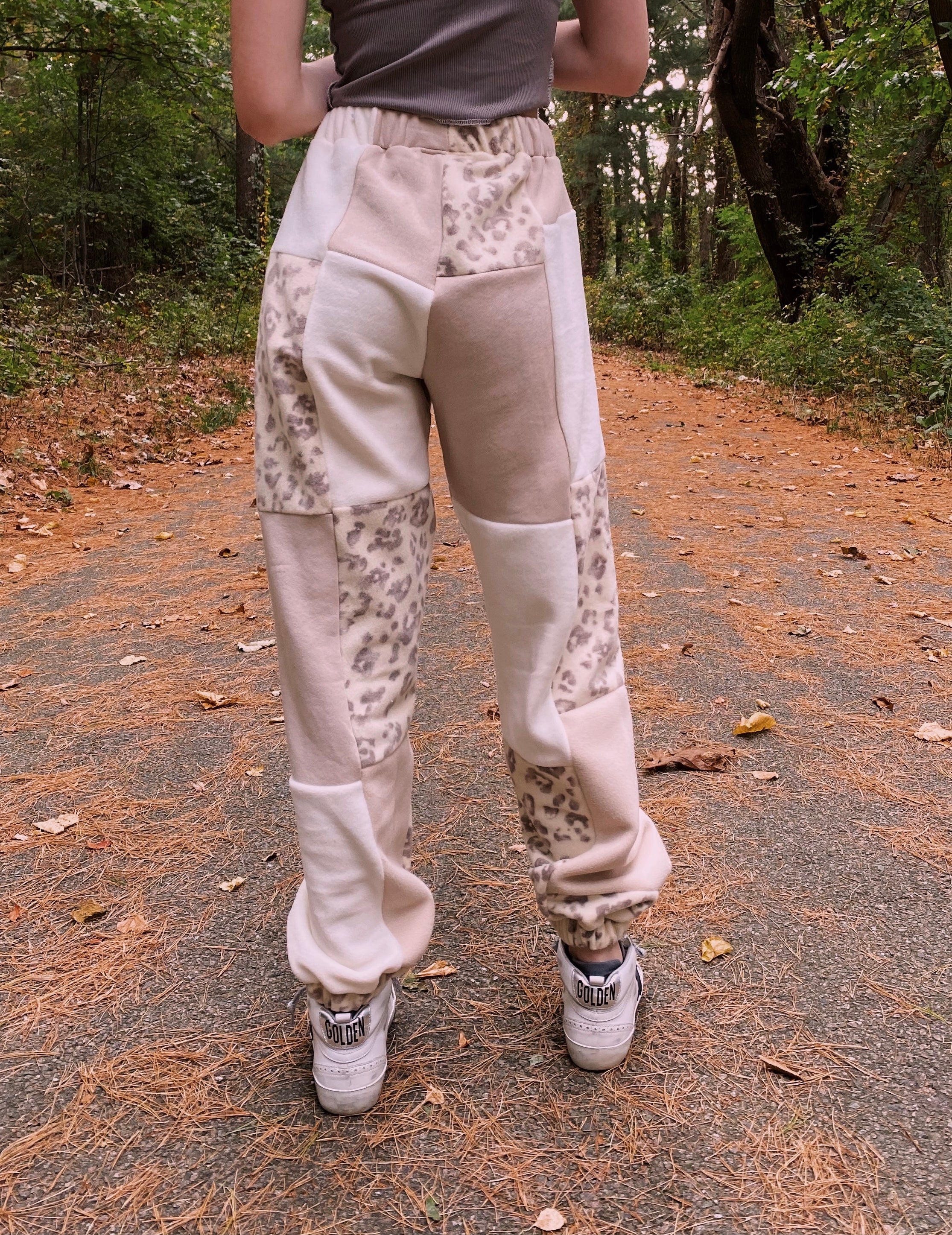 (XS-M) Neutral Leopard Reworked Joggers